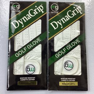MG DynaGrip Leather Golf Glove White Regular Left Mens Large Cabretta Lot Of 2